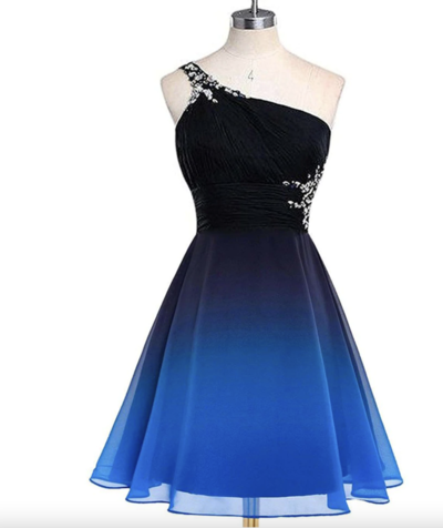 Short Blue Gradient Ombre Prom Dresses