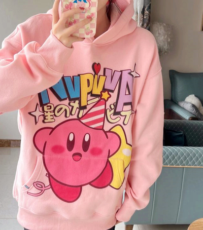 Kirby Star Pastel Pink Hoodie Sweater