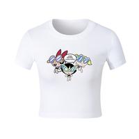 Cartoon Powerpuff Girls Print Crop Tee - Thumbnail 3
