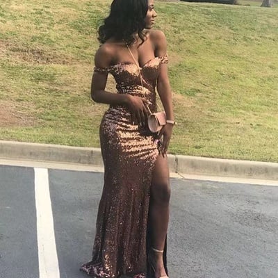 Prom dresses off shoulder with slit side - Thumbnail 2