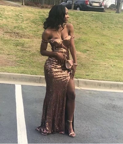 Prom Dresses Off Shoulder with Slit Side