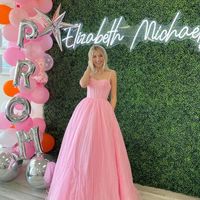 Sweet Ball Gown Sweetheart Pink Satin Prom Dress with Glitter Tulle - Thumbnail 1