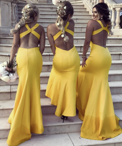 Bridesmaid Dresses Mermaid Criss Cross Back