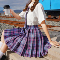 Harajuku Pastel Purple Plaid Pleated Skirt - Thumbnail 4
