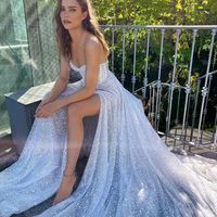 Stunning A-Line Sweetheart Sequins Wedding Dresses with Side Slit - Thumbnail 1