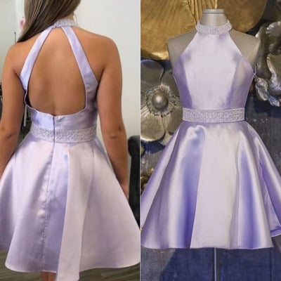 High Neck Short Homecoming Dresses Beaded