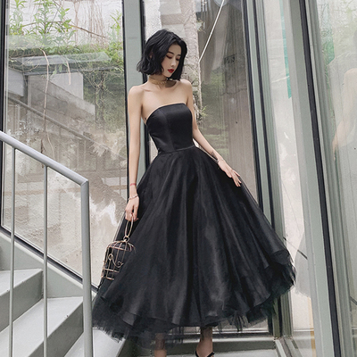 Black tulle short prom dress cute homecoming dress - Thumbnail 2