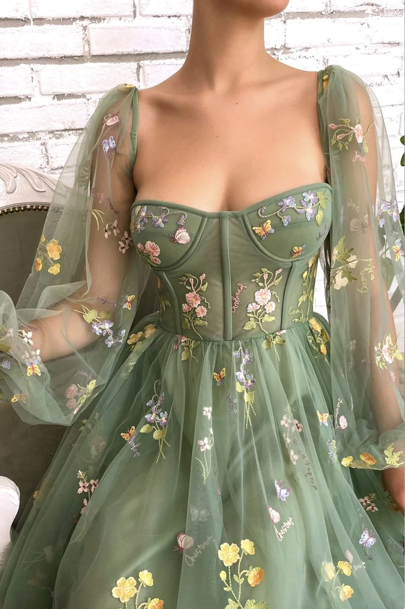 Green tulle lace short prom dress homecoming dress