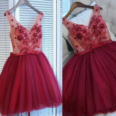 V Neck Homecoming Dresses with Beads