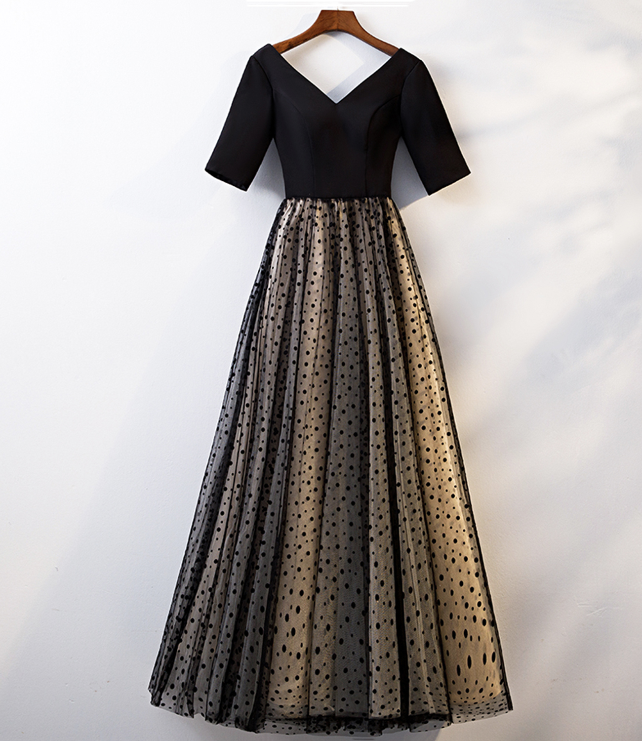 Black tulle long prom dress black evening dress