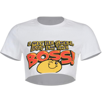 I MAYBE SMALL BUT I'M THE BOSS WHITE CROP TEE - Thumbnail 2