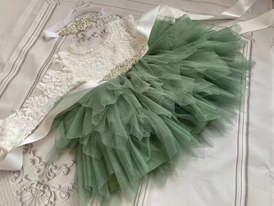 Short Flower Girl Dresses with Sash Rhinestones