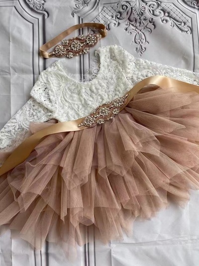 Short Length Flower Girl Dresses with Rhinestones