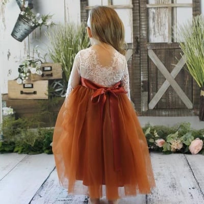 Orange Flower Girl Dresses with Sash