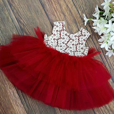 Red Flower Girl Dresses with Sleeveless