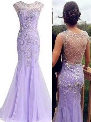 Lavender Prom Dresses with Beading
