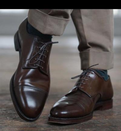 Hot Sale Decent Men's Chocolate Brown Cap toe Genuine Leather Lace Up Shoes