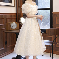 White tulle lace short prom dress homecoming dress - Thumbnail 5