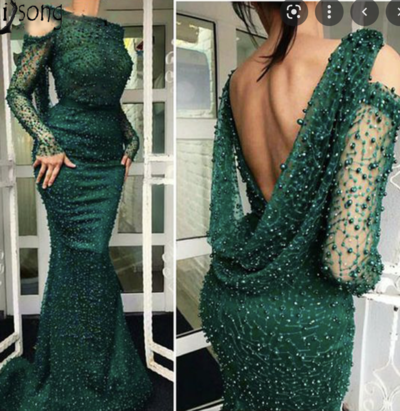 Green Prom Dresses Sheath with Sleeves