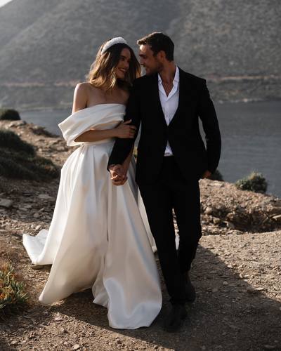 Gorgeous Ball Gown Off the Shoulder Satin Wedding Dress, Bride Dress