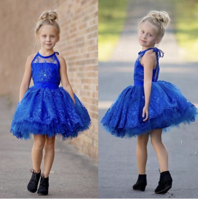 Royal Blue Flower Girl Dresses Short Length