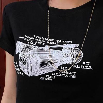 3D Camera Print Black Tee