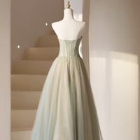 Cute tulle beads tea length prom dress evening dress - Thumbnail 4