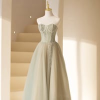Cute tulle beads tea length prom dress evening dress - Thumbnail 5