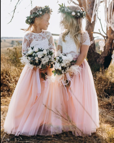Two Piece Pink Flower Girl Dresses FGH0