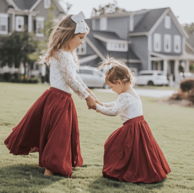 Two Piece Flower Girl Dresses with Sleeves