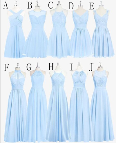 Sky Blue Chiffon Lace Bridesmaid Dresses,Beach Bridesmaid Dresses,Cheap Simple Bridesmaid Dress For Wedding,1421