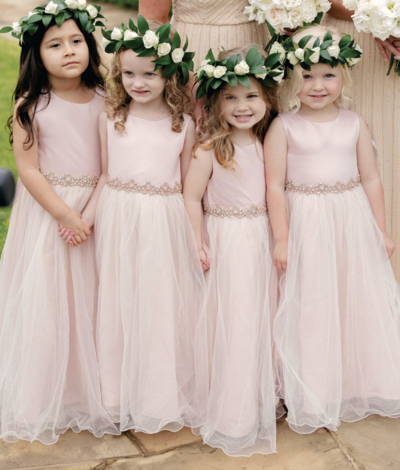 Pale Pink Flower Girl Dresses Waist with Beading