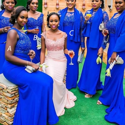 Royal blue bridesmaid dresses mermaid bd102 - Thumbnail 1