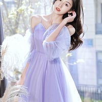 Cute tulle short prom dress A line homecoming dress - Thumbnail 8