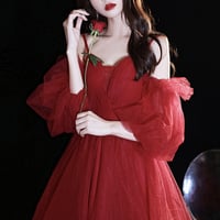 Cute tulle short prom dress A line homecoming dress - Thumbnail 6