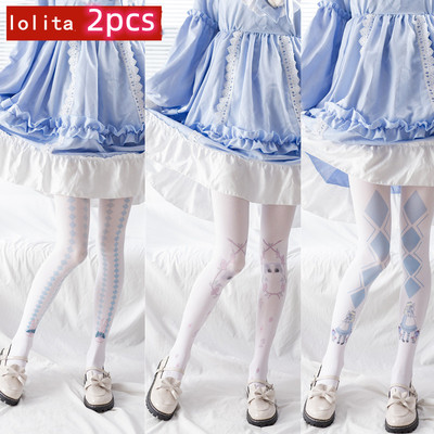 New cute printed stockings pantyhose lolitajk leggings white stockings
