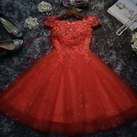 Cute tulle lace short prom dress homecoming dress - Thumbnail 1