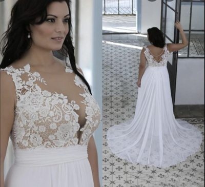 V Neck Plus Size Wedding Dresses Bridal Gown