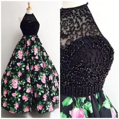 Floral rose prom dresses with beading - Thumbnail 4