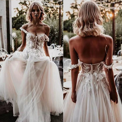 Garden Wedding Dresses Bridal Gown with Lace Appliques