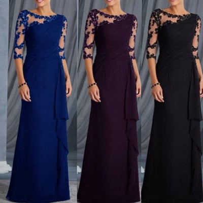 Mother of the bride dresses with 3/4 sleeves beaded - Thumbnail 2