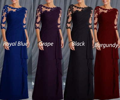 Mother of the Bride Dresses with 3/4 Sleeves Beaded