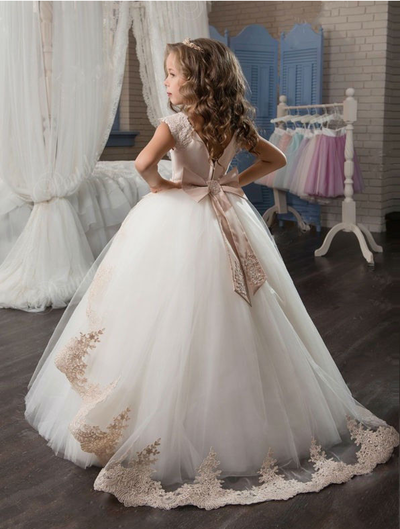 Flower Girl Dress Lace Applique Kids Clothing Wedding Occasion Brithday Party Princess dress,1453