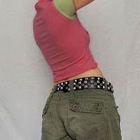 I am Cat Pink Color Block Crop Top - Thumbnail 2