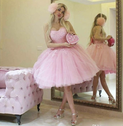 Pink Short Homecoming Dresses with Lace