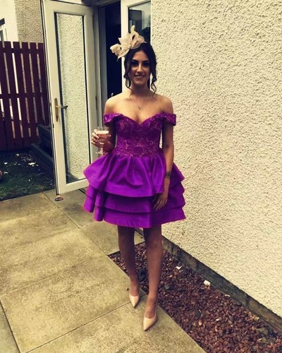 Short Homecoming Dresses Grape with Lace