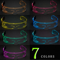SO&EI LED Luminous Sunglasses Vintage Punk Goggles Men Women Fashion Party Christmas Colorful Light Up Glasses Shades UV400 - Thumbnail 7