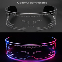 SO&EI LED Luminous Sunglasses Vintage Punk Goggles Men Women Fashion Party Christmas Colorful Light Up Glasses Shades UV400 - Thumbnail 3
