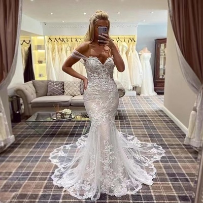 Mermaid Wedding Dresses Bridal Gown with Lace appliques