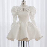 White A-line short prom dress homecoming dress - Thumbnail 2